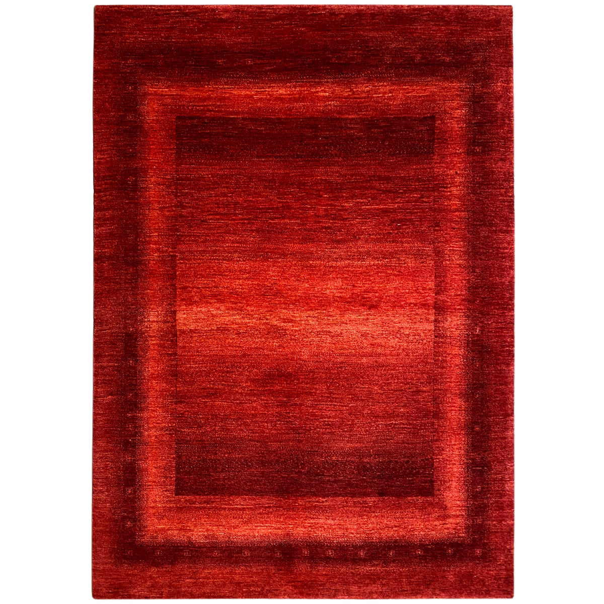 Gabbeh Luri rug, square pattern in red with a dark border effect