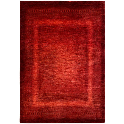 Red Gabbeh-Luri rug with a fine pattern and woven border, rectangular