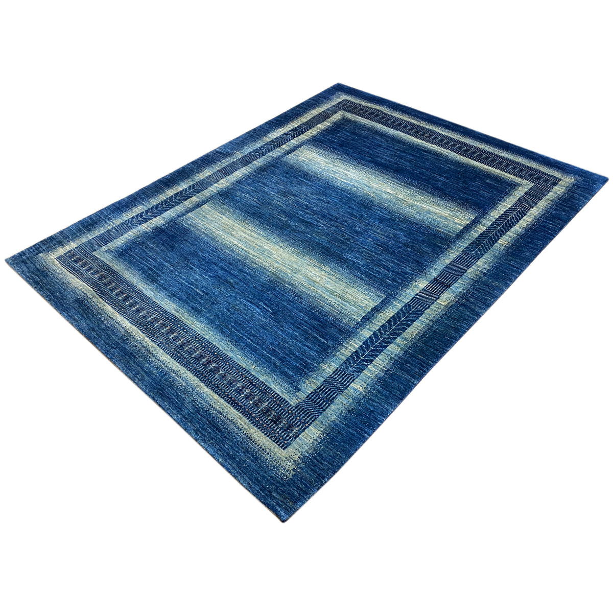 Gabbeh Luri rug, blue, light greenish-yellow accents in the inner border