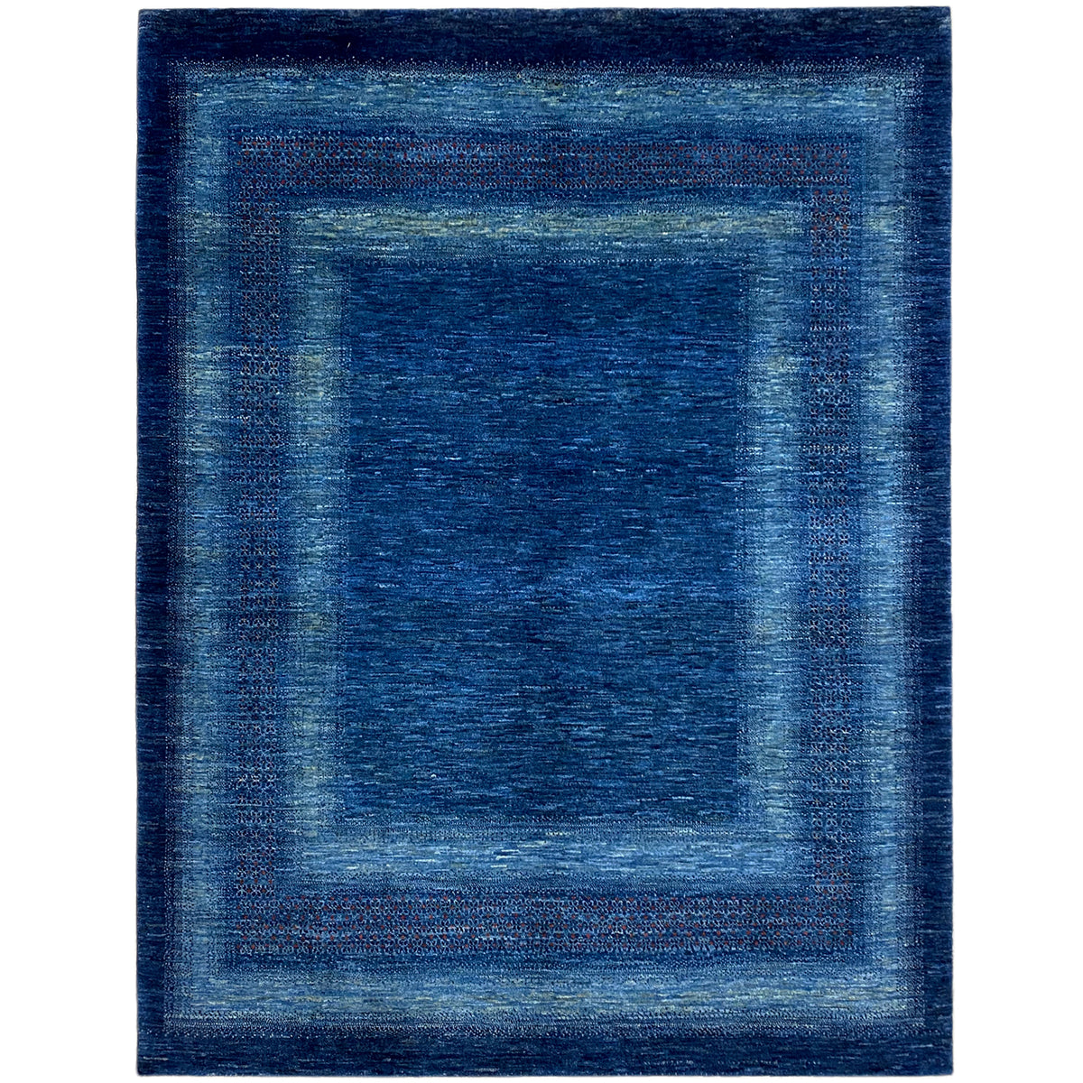 Gabbeh Luri rug, blue with a border pattern and central square