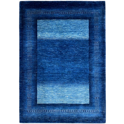 Gabbeh-Luri rug 214x164 cm in blue with a geometric border and inner field