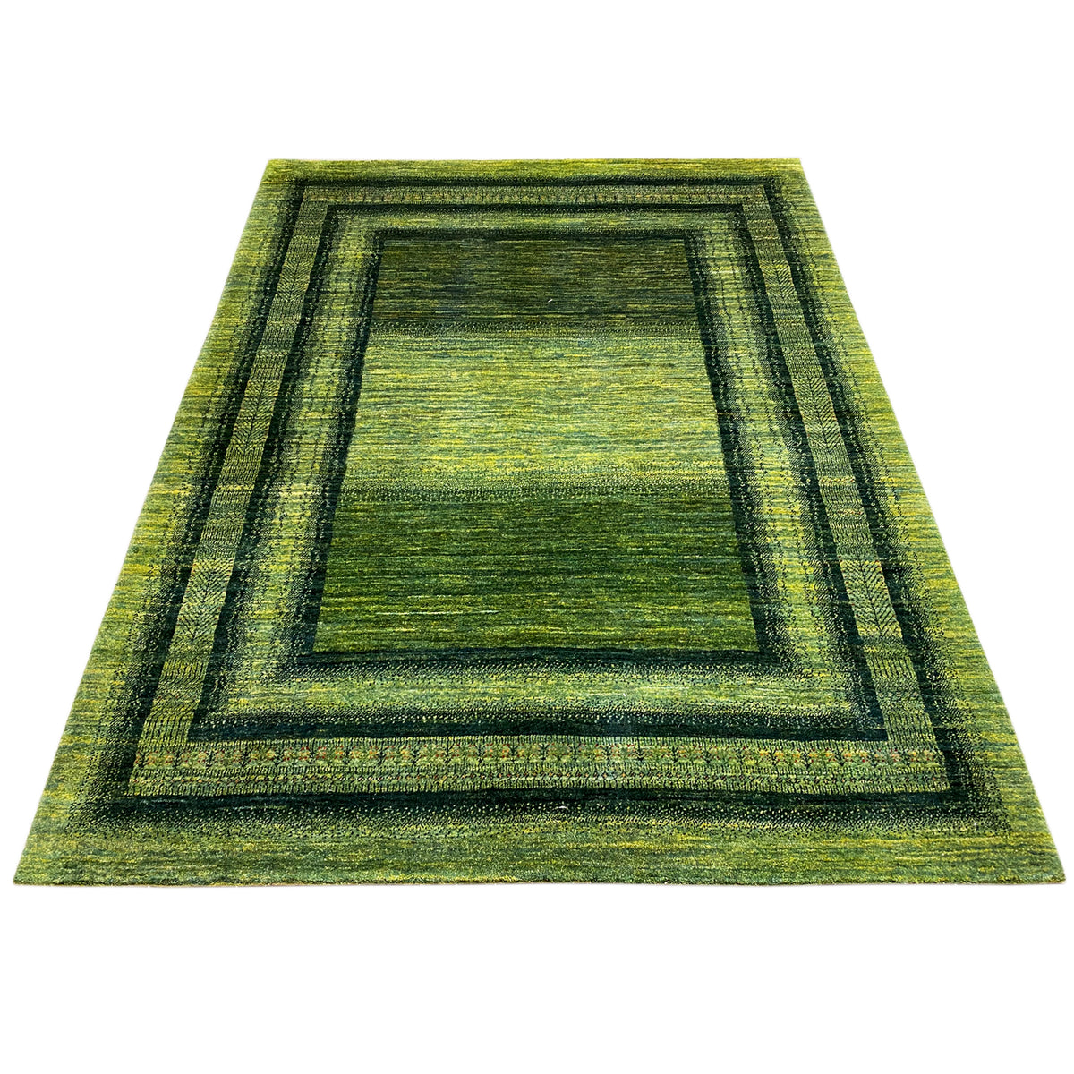 Gabbeh-Luri rug 212x161 cm, flat rectangle within a square with green lines