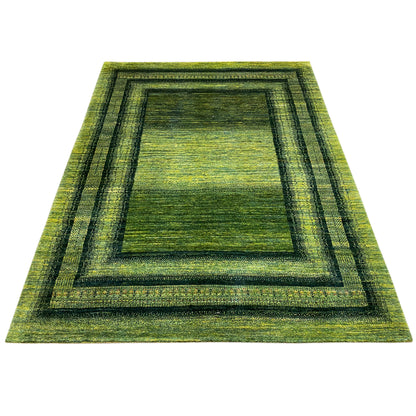 Gabbeh-Luri rug 212x161 cm, flat rectangle within a square with green lines