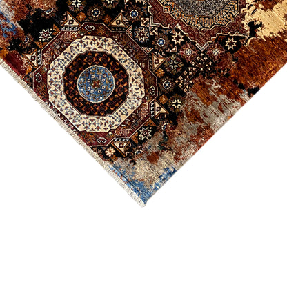 Mamluk rug 184x124 cm Detail: blue medallion in the ornament, bordered edge