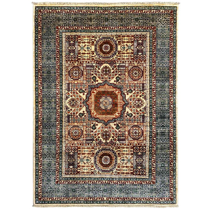 Hand-knotted Mamluk rug 180x127 cm with geometric medallion and borders