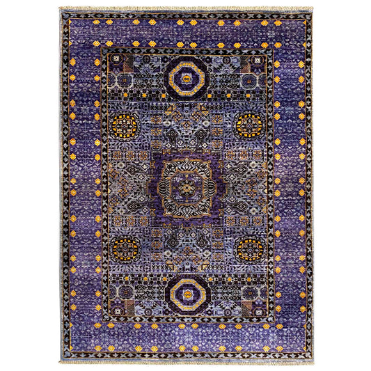 Hand-knotted Mamluk rug 185x135 cm: blue with an ornamented central field