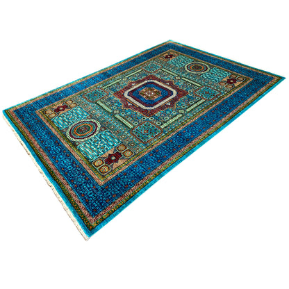 Mamluk rug, hand-knotted, diagonal design with a central medallion and border