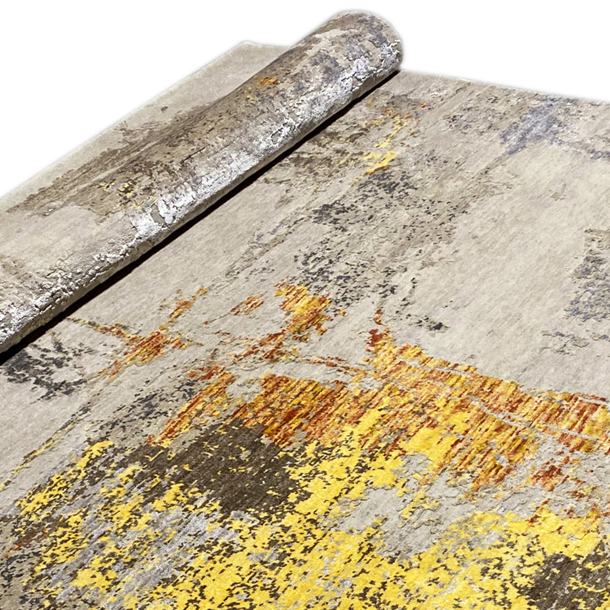 Modern rug 241x170 cm, light gray with colorful splashes and a brushed look