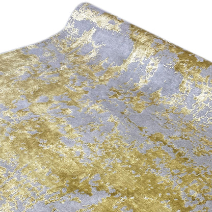 Modern rug (311x200 cm) with a gray vintage design and gold-colored, frayed areas