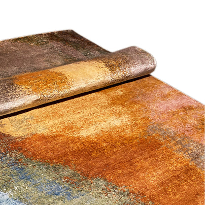 Modern rug 312x209 cm edge view with thick pile and warm tones