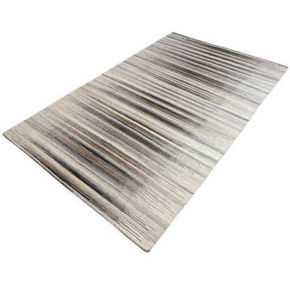 Kilim dhurrie with wide horizontal stripes in gray and beige, 230x160 cm