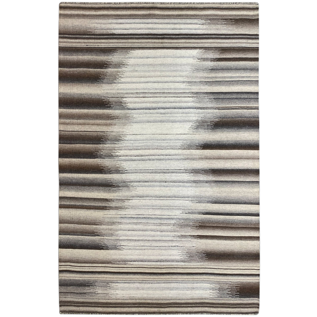 Beige kilim dhurrie rug with abstract stripes, rectangular, 230x160 cm