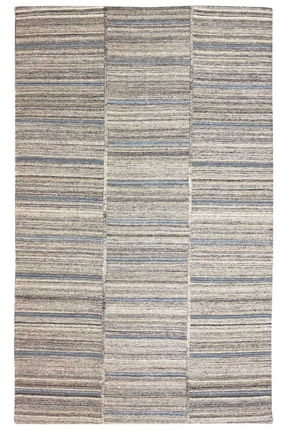 Kilim rug with a square checkered pattern in gray, beige, and blue