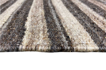 Kelim dhurrie rug with multicolored pile and woven border