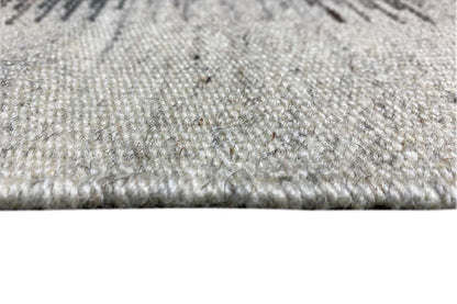 Modern kilim dhurrie 241x154 cm: Detail of the woven surface, short pile at the edge