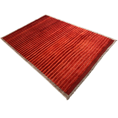 Nimbaft rug 227x165 cm, red flat-weave rug with dark lines