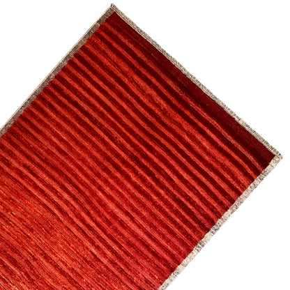 Nimbaft carpet 227x165 cm, red carpet with dark stripes and a beige border