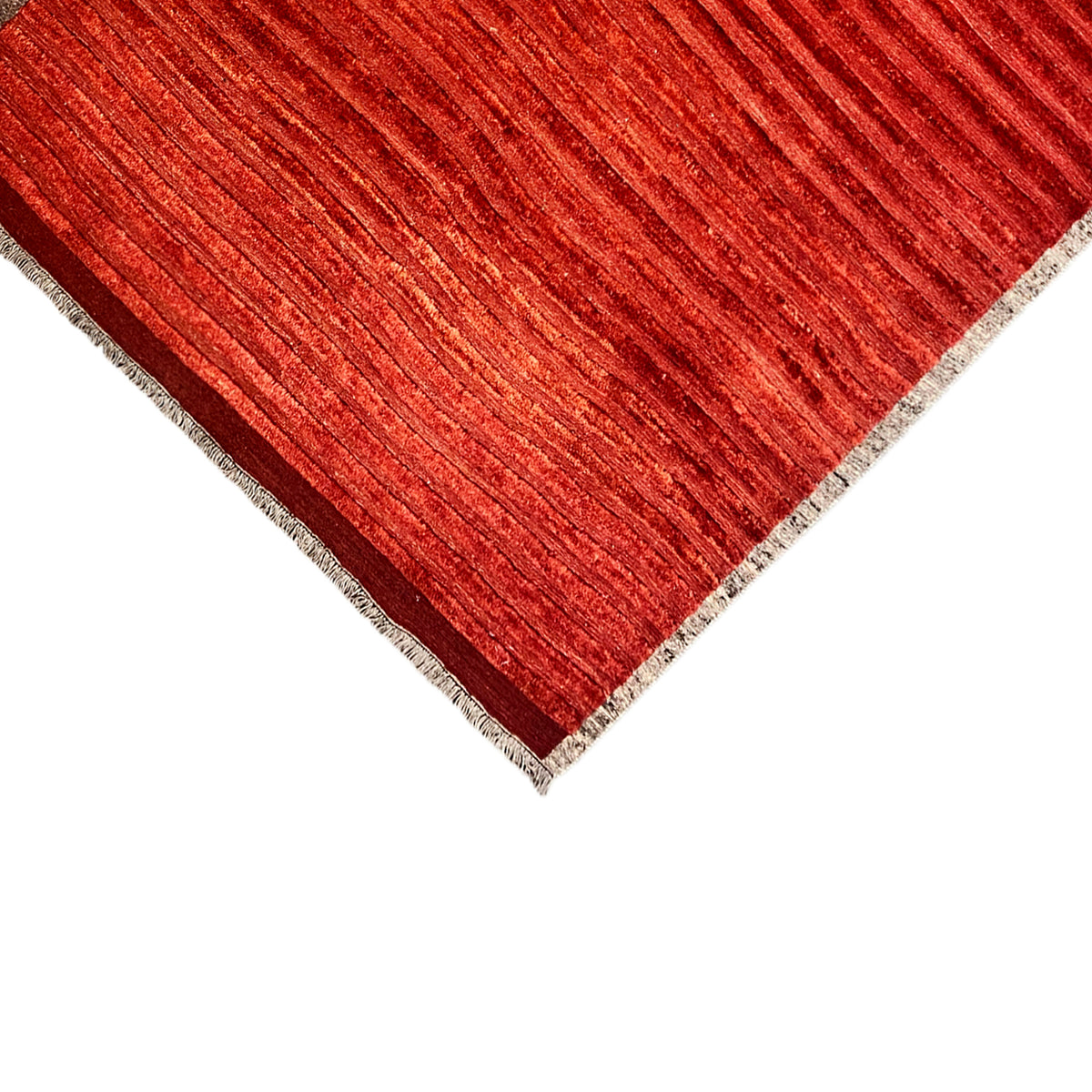 Nimbaft rug 227x165 cm, red pile with dark lines and a beige border
