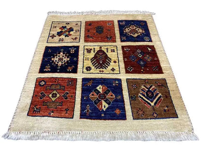 Qashqai Exclusive rug, rectangular, patchwork ornaments with fringed edge