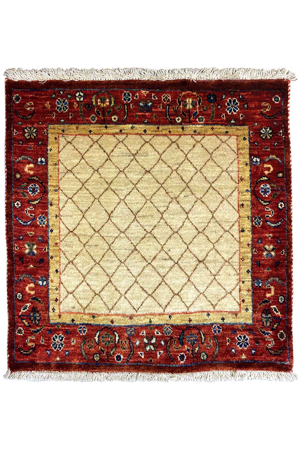 Qashqai exclusive rug, square, reddish-brown ornamental pattern with beige inner field