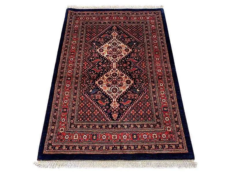 Qashqai exclusive rug (139x103 cm), dark blue with red ornamental inlay
