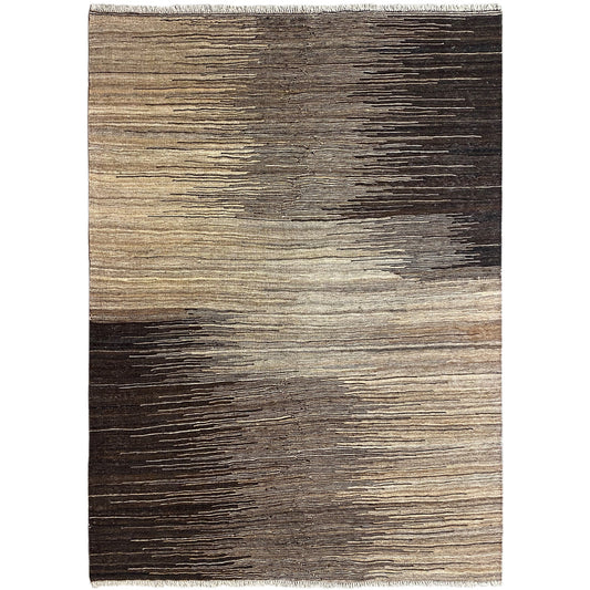 Kilim rug with a striped pattern in light beige and dark brown, rectangular