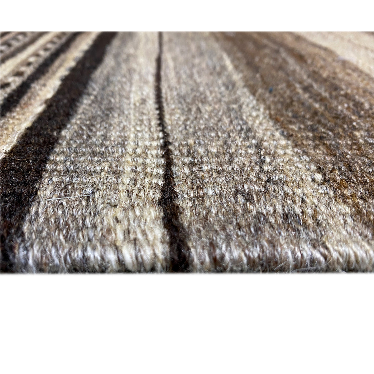 Close-up of the carpet surface with dense pile and patterned stripes