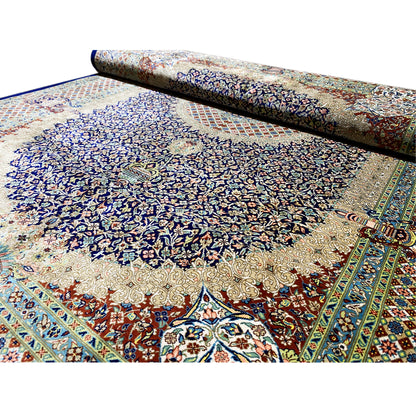 Carpet 156x102 cm, rolled; detailed pattern with multicolored diamonds and border