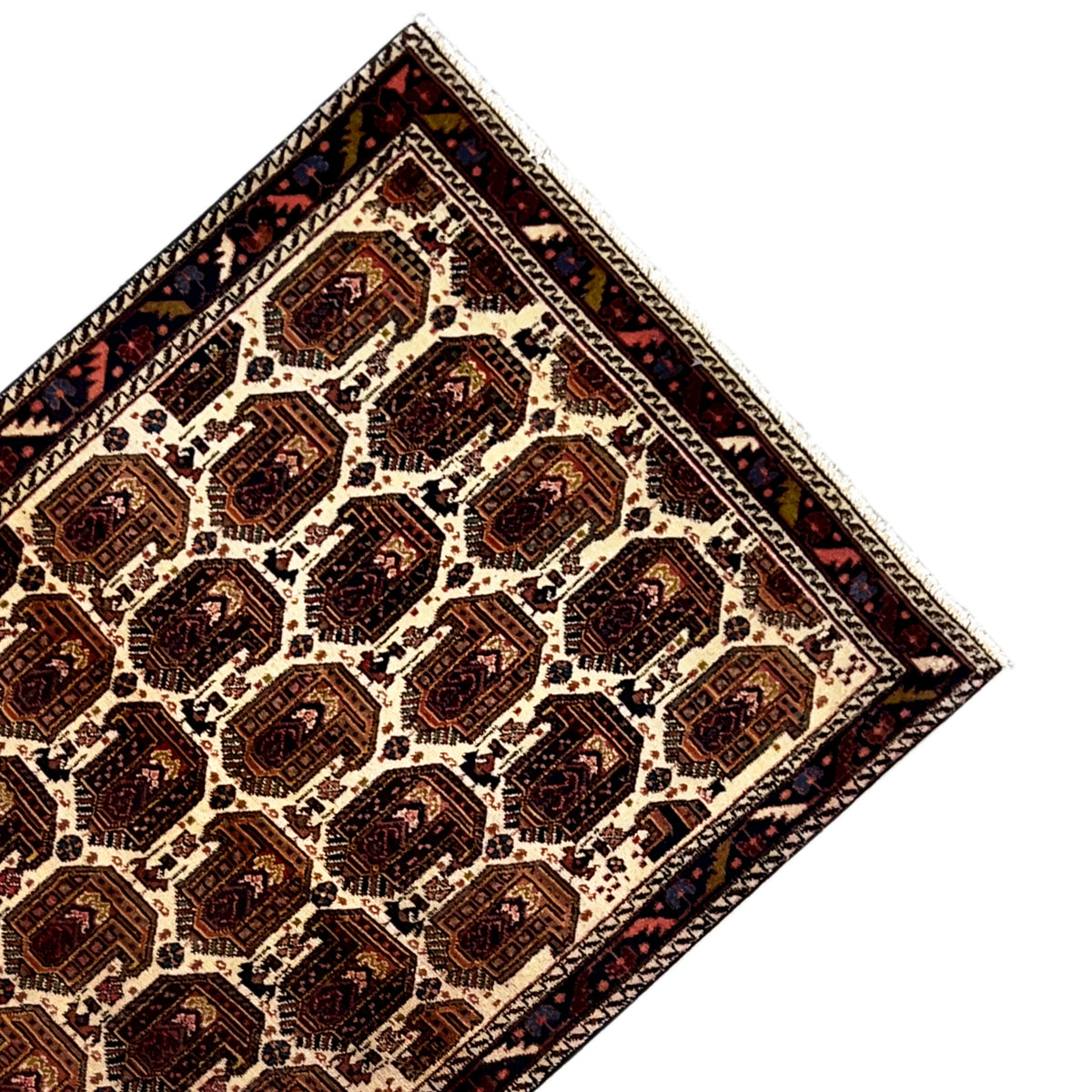 Shahre Babak carpet (154x105 cm), square pattern with dark medallions and border