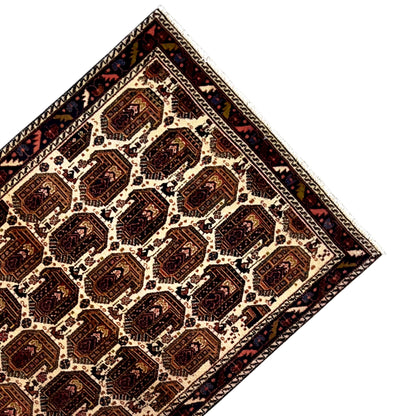 Shahre Babak carpet (154x105 cm), square pattern with dark medallions and border