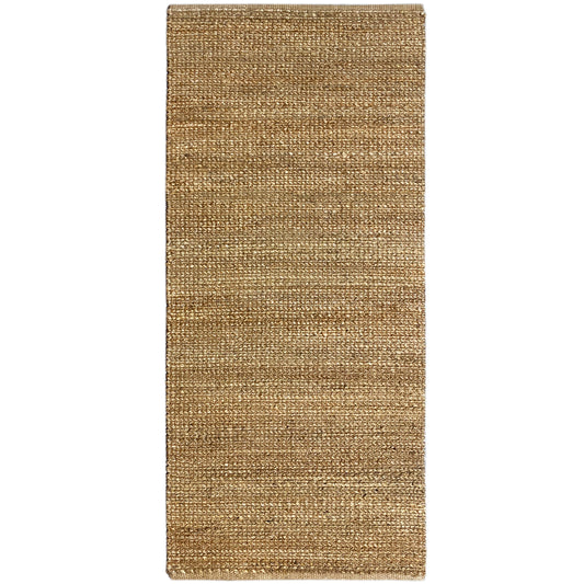 Goldbrauner Läufer mit feiner, gleichmäßiger Webstruktur und schmalem Rand, ca. 80x200 cm