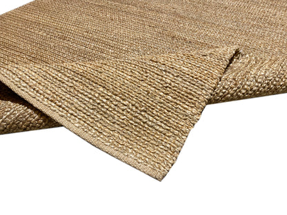 Soumakh Durry-Teppich 230x160 cm, Eckdetail: beiger Teppich mit stabiler Kettkante