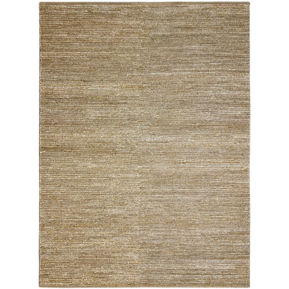 Rectangular rug with a mottled sand-beige weave and fine lines