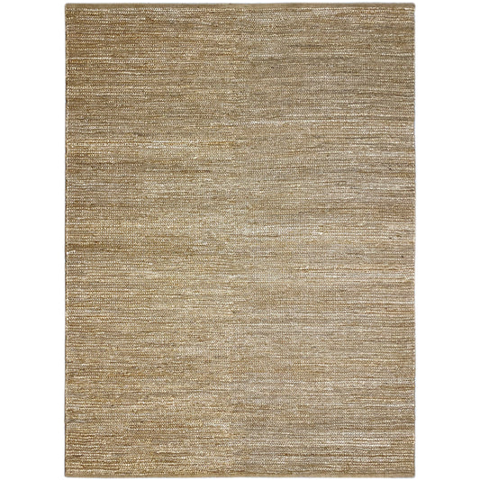 Rectangular rug with a mottled sand-beige weave and fine lines