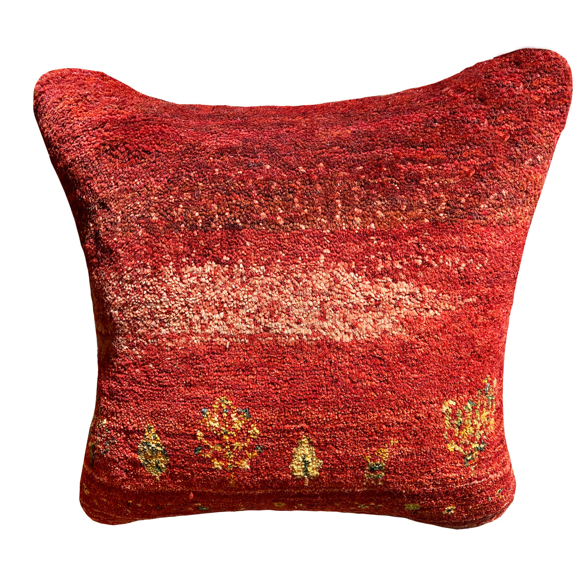 Red decorative cushion 40x40 cm with glittering fabric and gold symbols