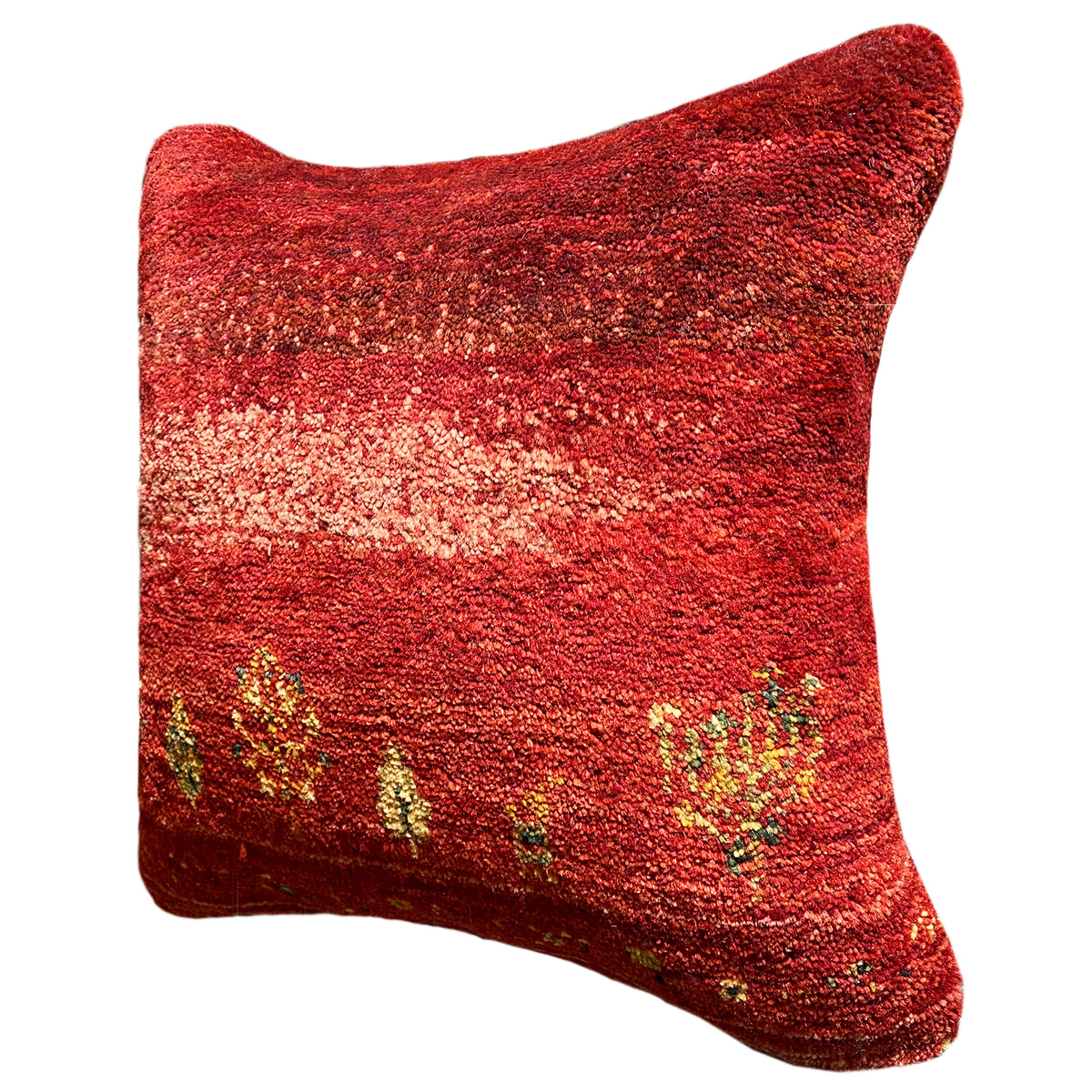 Red decorative cushion 40x40 cm with glittery fabric and gold symbols around the edge