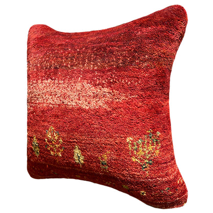 Red decorative cushion 40x40 cm with glittery fabric and gold symbols around the edge