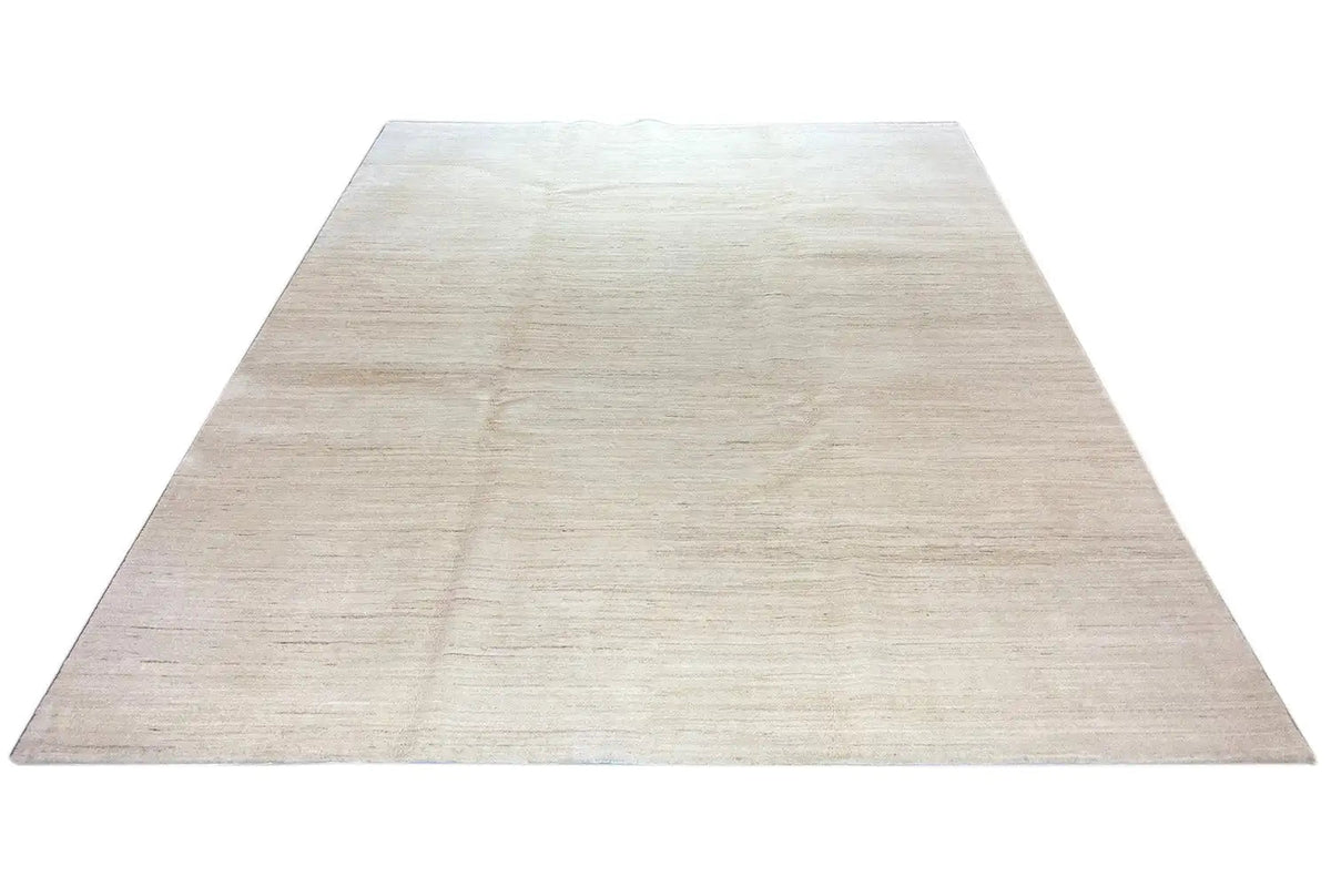 Light Gabbeh rug with a subtle pattern, large-scale angled view