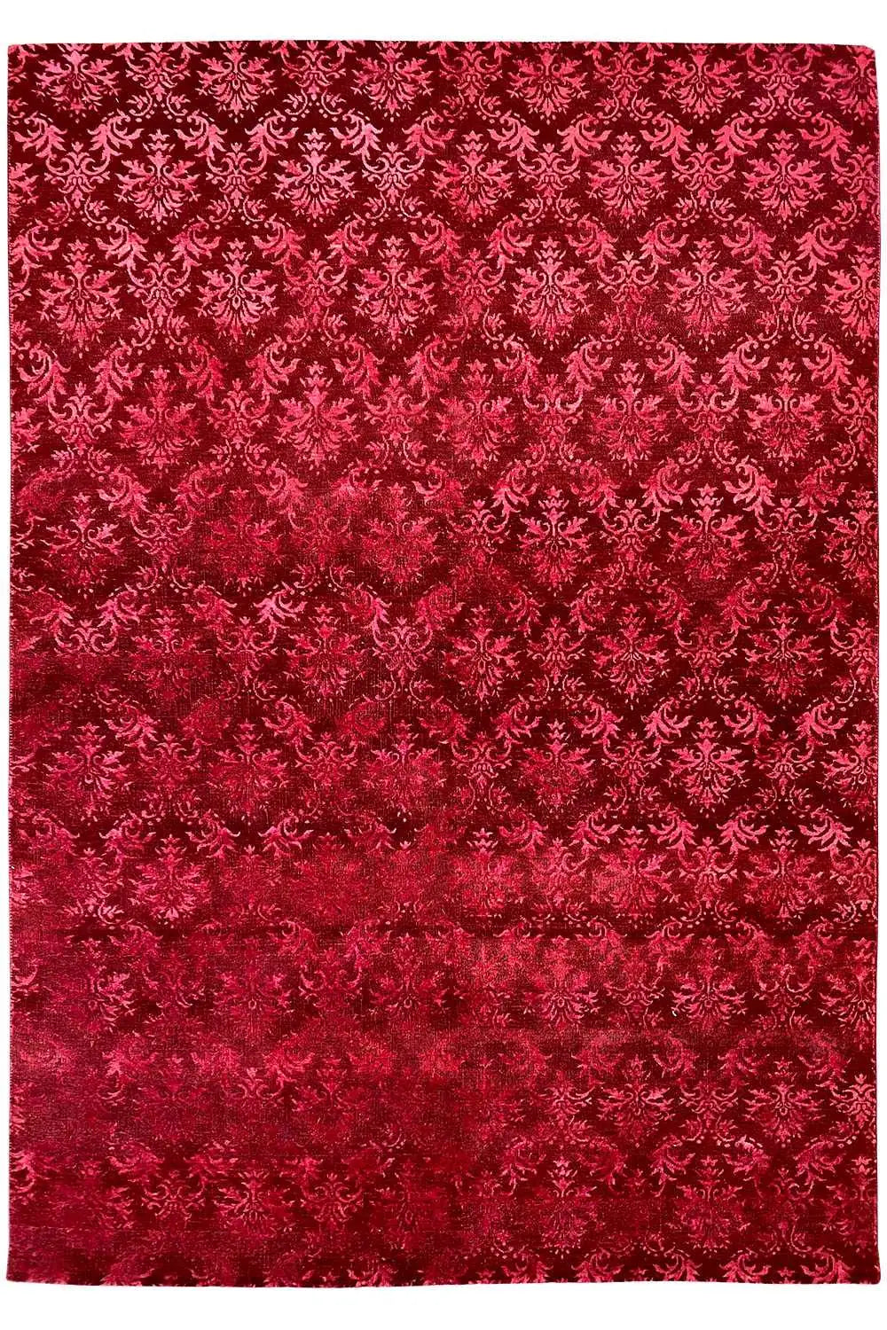 Carpet (232 x 164 cm) with red damask pile and an even ornamental relief