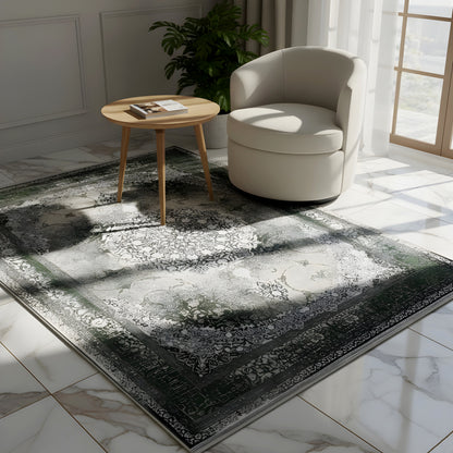 Rug 170x240 cm with a large-scale ornamental pattern and dark border