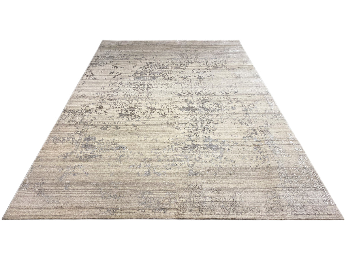 Rug 300x205 cm, rectangular, light beige-gray with a textured gradient pattern