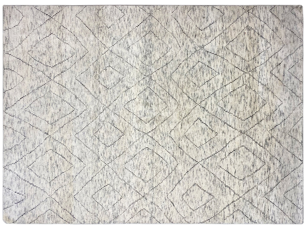 Berber rug, rectangular, light beige with a subtle diamond pattern in gray