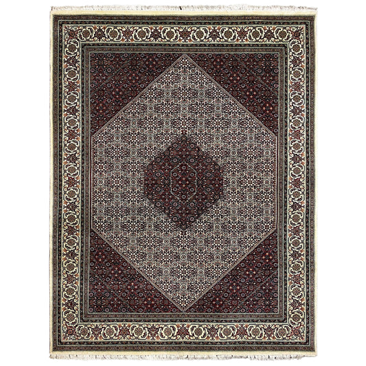 Bidjar carpet: Front view of the square with medallion and surrounding ornamental border