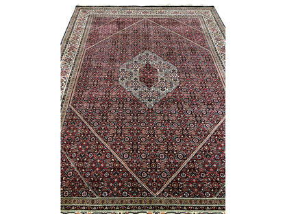 Bidjar rug, red pattern with border trim and central medallion, decorative, angular