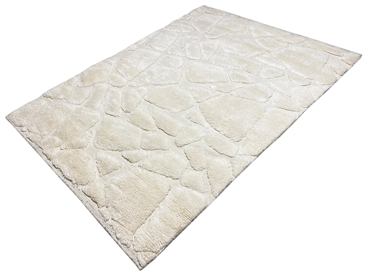 Berber rug 239x170 cm, light beige, rectangular with raised patterned lines