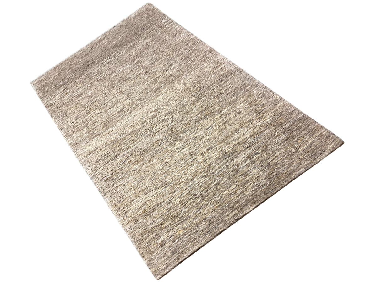 Gabbeh rug 290x194, rectangular, beige-gray mélange pattern with short pile