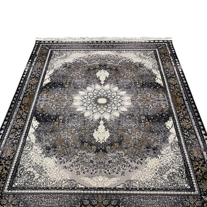 Vienna Oriental rug, flat-weave, central medallion and fine border, with fringes