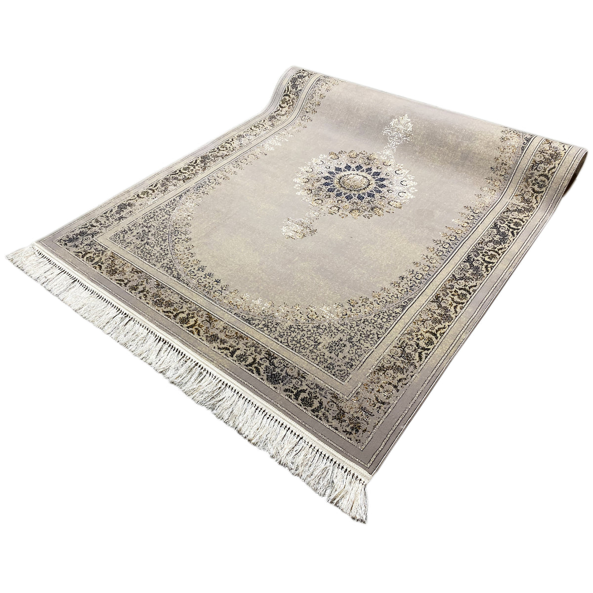 Wiesner rug 160x230 cm in beige with an ornamental border and fringes along the edges
