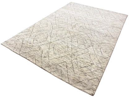 Berber rug, rectangular, light beige with dark gray lines, flat-woven