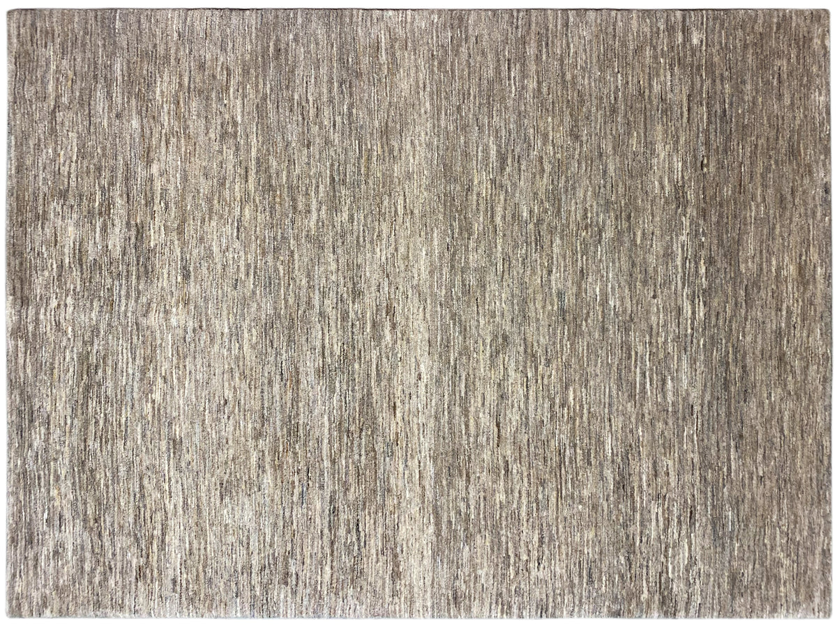 Gabbeh rug, front view: rectangular, beige-gray, uniform vertical texture